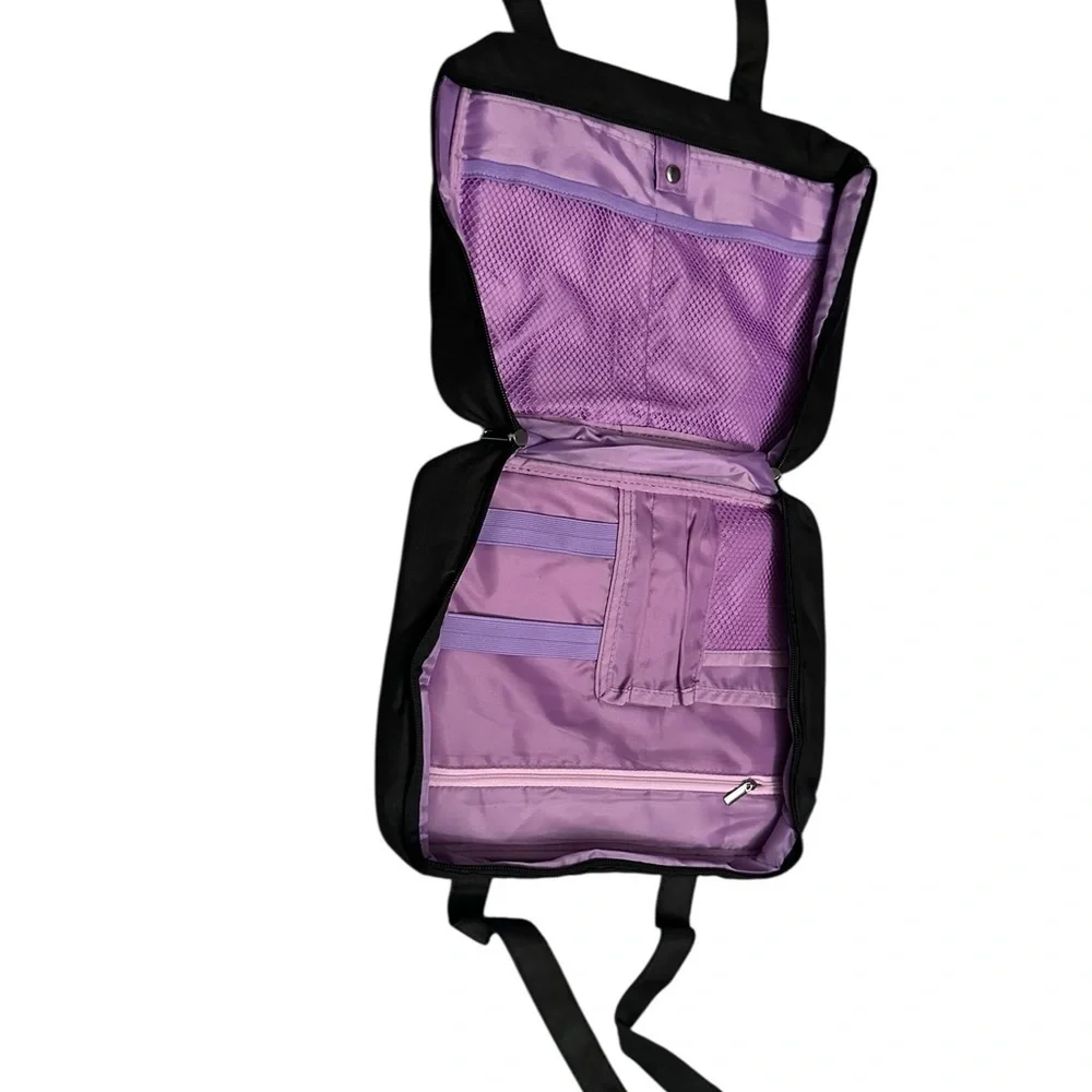 Faith Floral Black Tote Bag with Purple Flowers